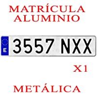 Los mejores  - 1 MATRICULA Coche Aluminio Metalica Larga Normal Medidas 52 x 11 cm HOMOLOGADA Ultra-Brillante MATRICULAS